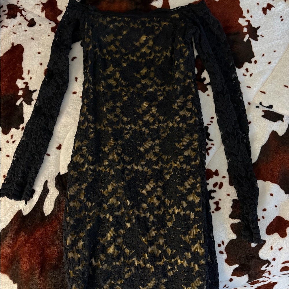 Fashion Nova Black Floral Lace Dress